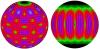 Oberflächenmuster für verschiedene Verwindungsoszillationen, die möglicherweise durch den Hyperflare angeregt wurden. Die Farbcodierung und Länge der Pfeile kennzeichnen die Stärke der Schwingungen. 

Bild: Max-Planck-Institut für Astrophysik
