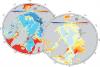 Karte der Ozeantemperaturen am Meeresboden heute und in 100 Jahren.
Grafik: Biastoch et al., IFM-GEOMAR